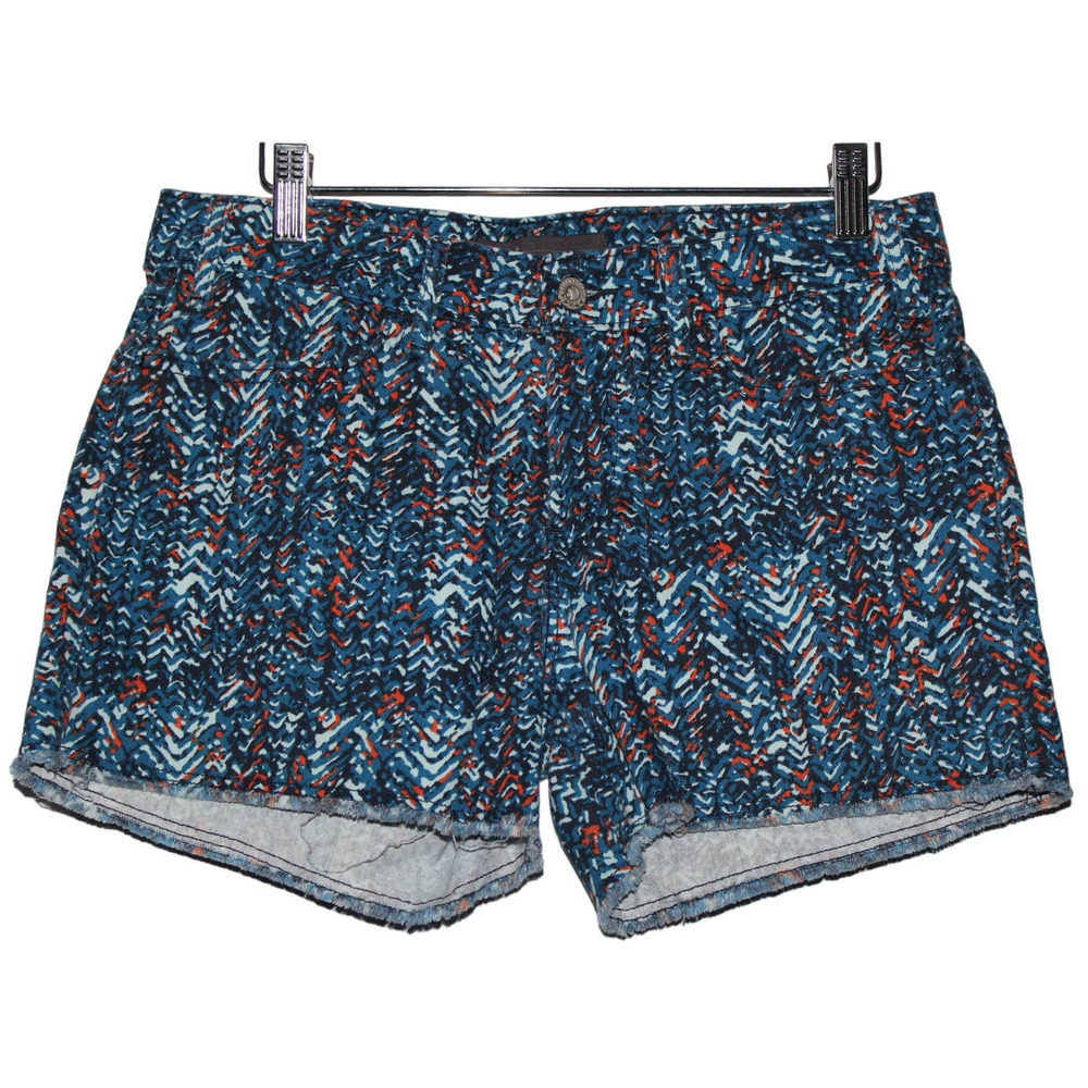 Women's Levi's Blue Orange Denim Aztec Cotton Casual Cutoff Jean Shorts Size 8